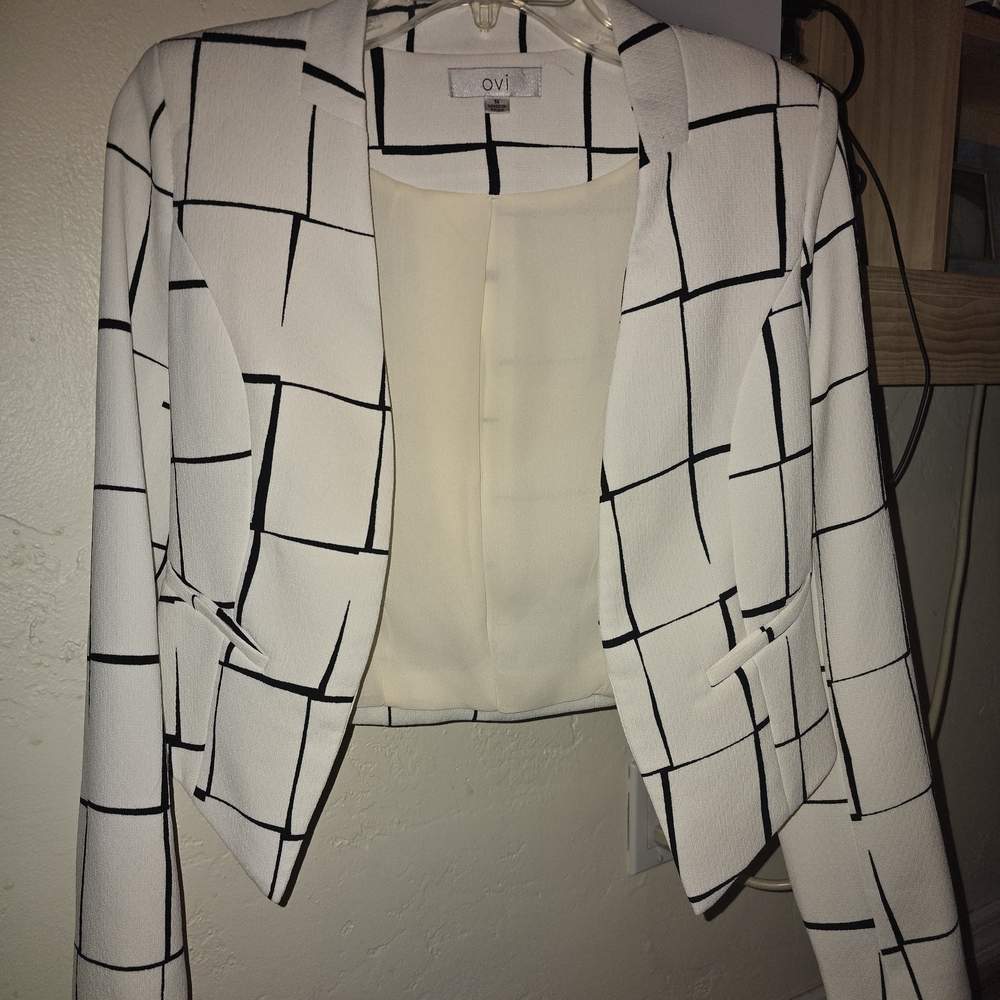 Ovi Women's Black and White Grid Blazer